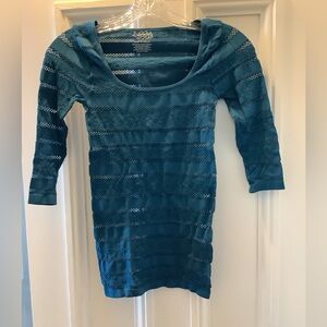 Free People Intimately Teal Stretch Lace Top EUC XS